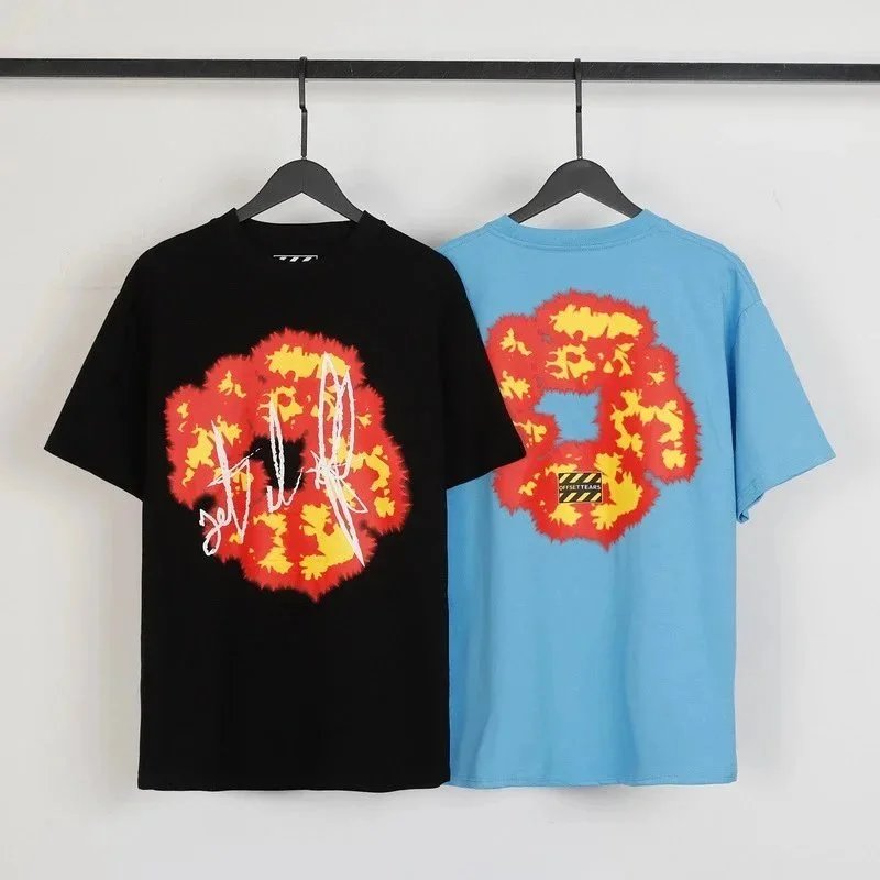 Off White Graphic Print Black Blue Streetwear T-Shirt