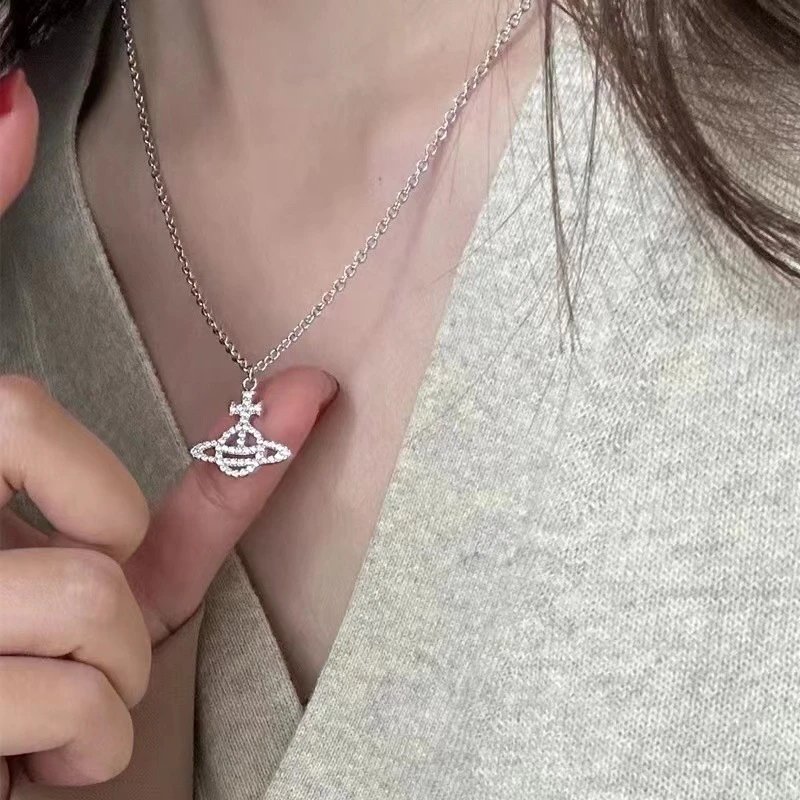 Vivienne Westwood Orb Silver Crystal Pendant Necklace