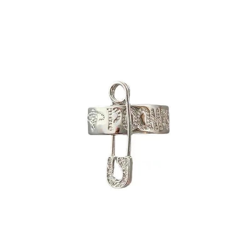 Vivienne Westwood Safety Pin Silver Crystal Punk Ring