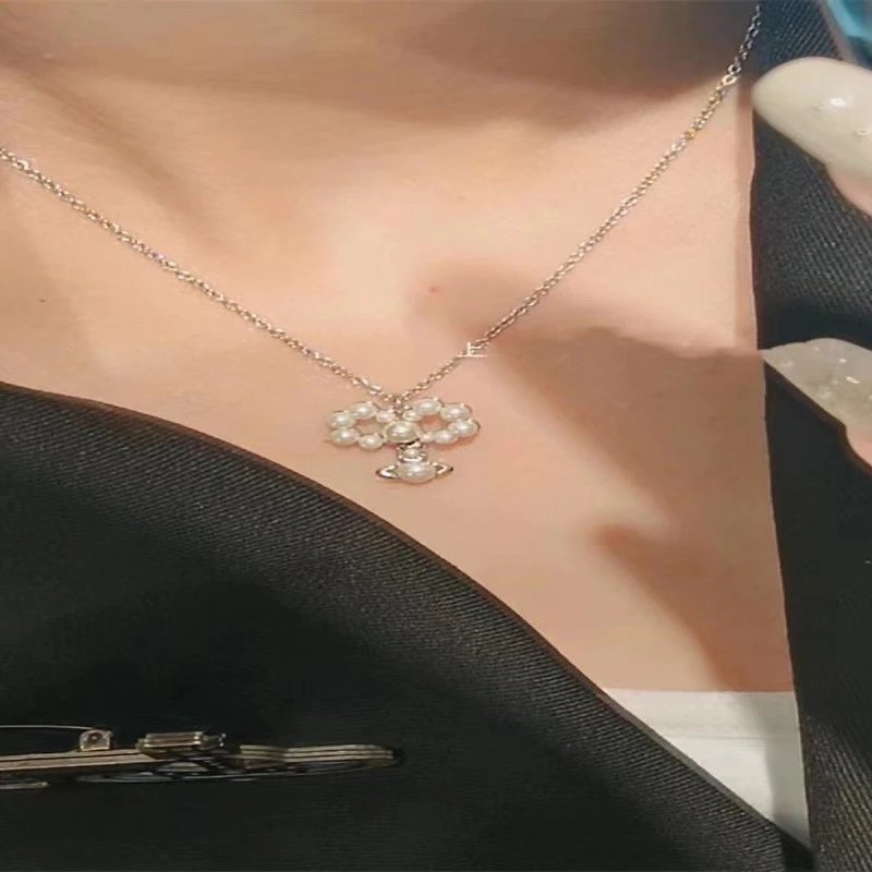 Vivienne Westwood Pearl Orb Silver Chain Necklace