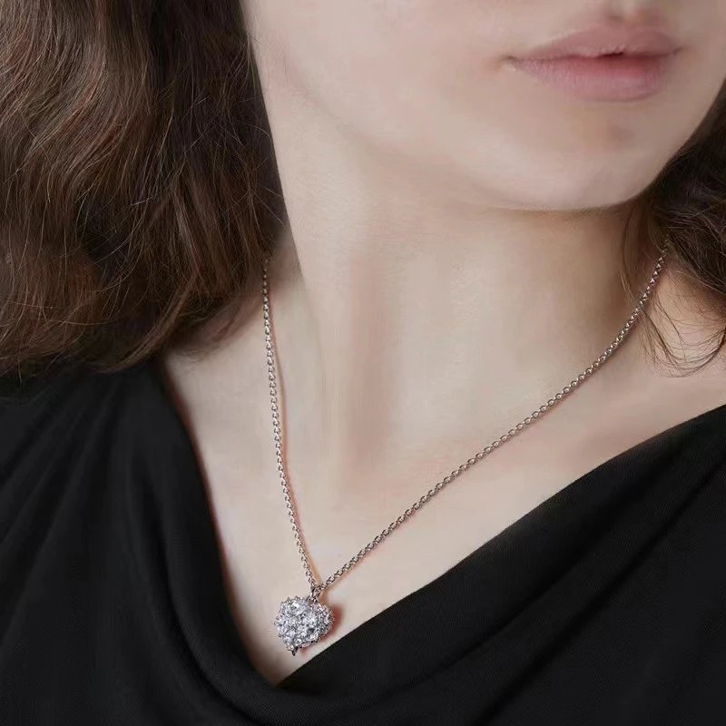 Silver Heart Pendant Necklace With Cubic Zirconia Elegant Jewelry