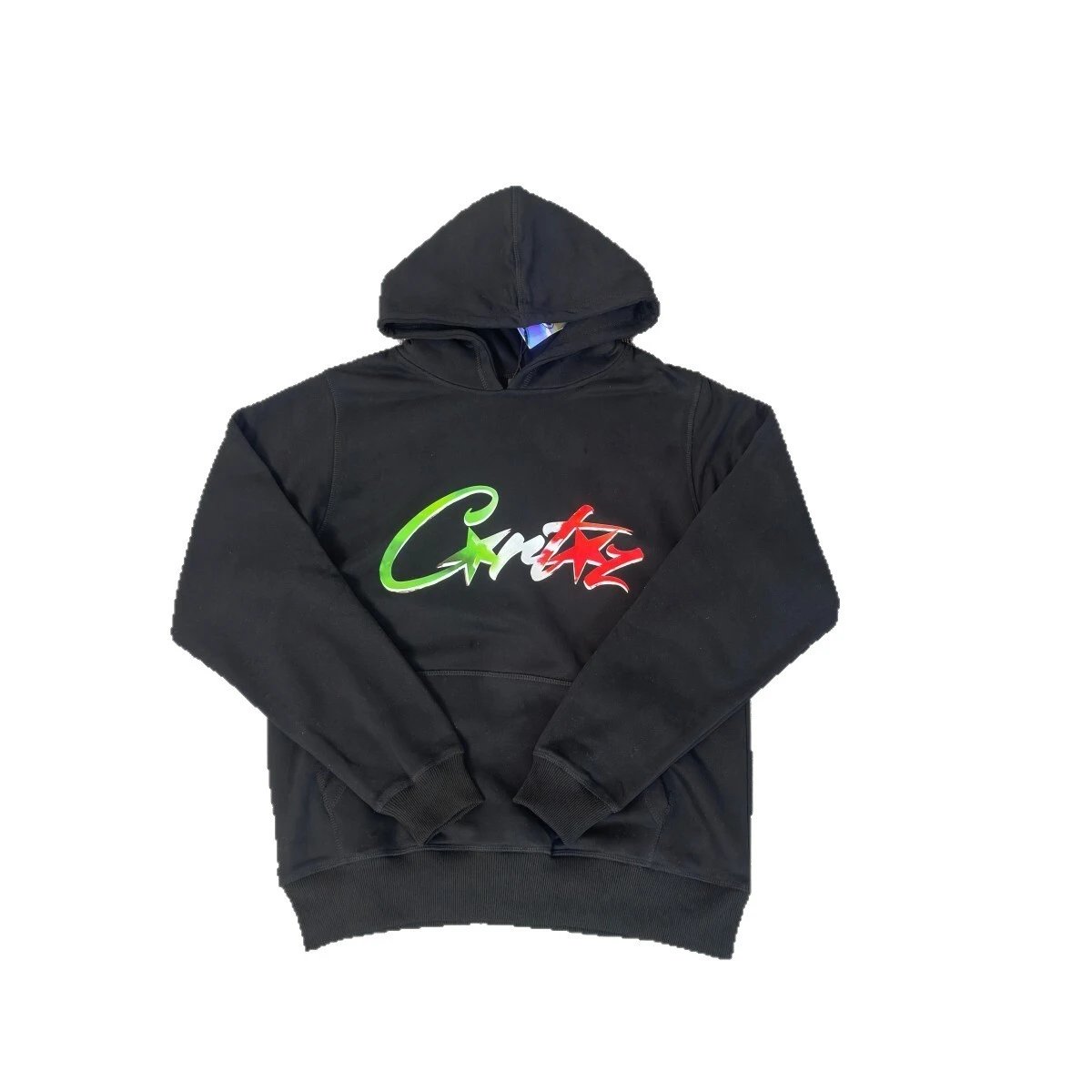 Gray Hooded Sweatshirt With Green And Red Graffiti Logo Casual Pullover