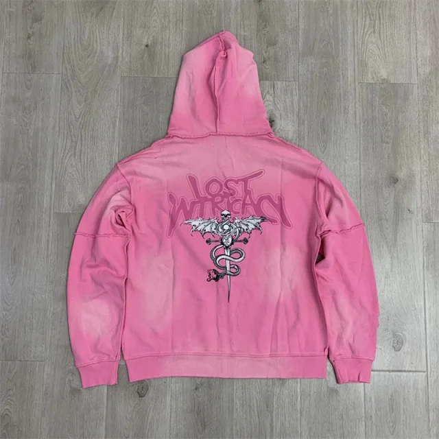 Lost Tracksuits Rhinestone Logo Distressed Zip-Up Hoodie and Jogger Set product detail image 20