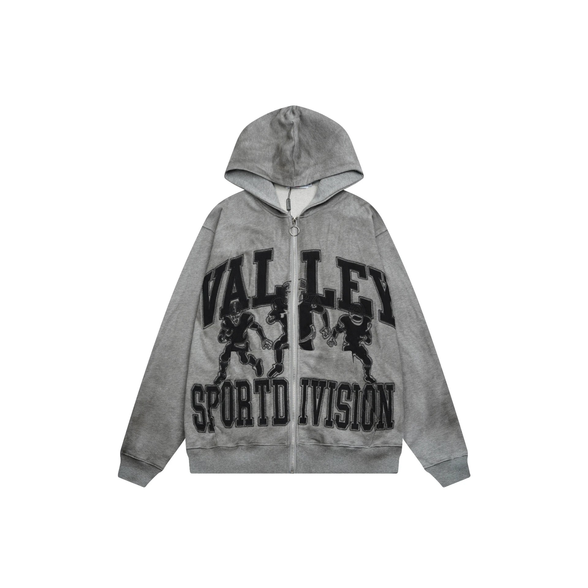 Valley Sport Division Gray Oversized Zip-Up Hoodie