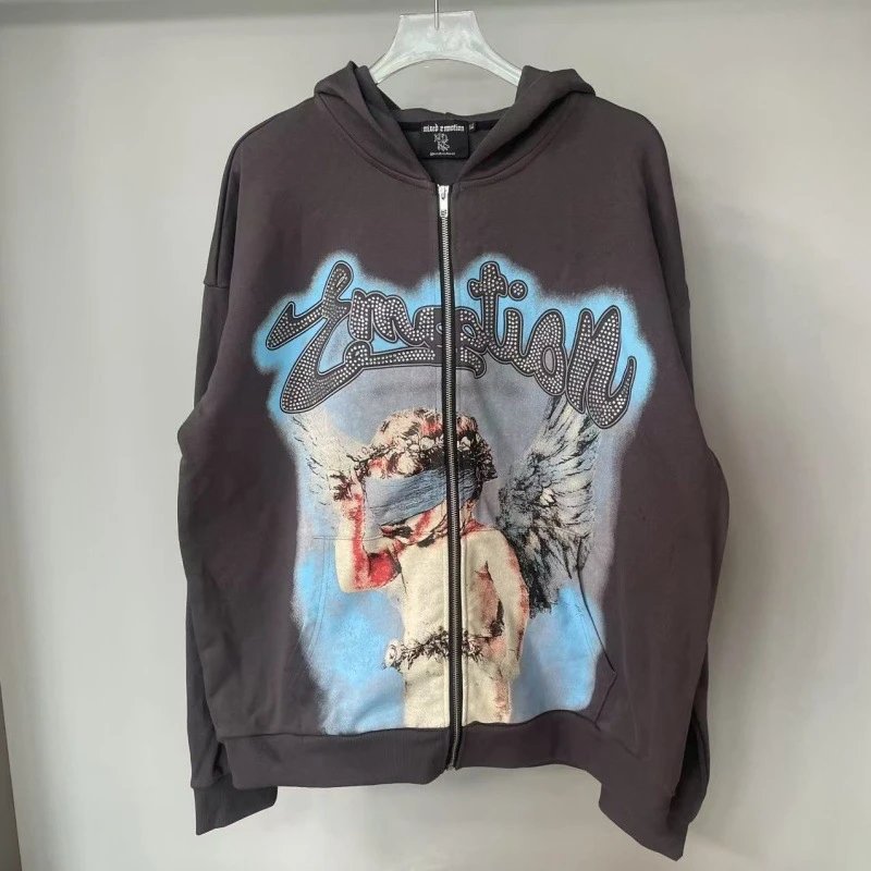 Mixed Emotions Hoodies & Sweatshirts Graphic Zip-Up Hoodie — EM31 Dark Gray
