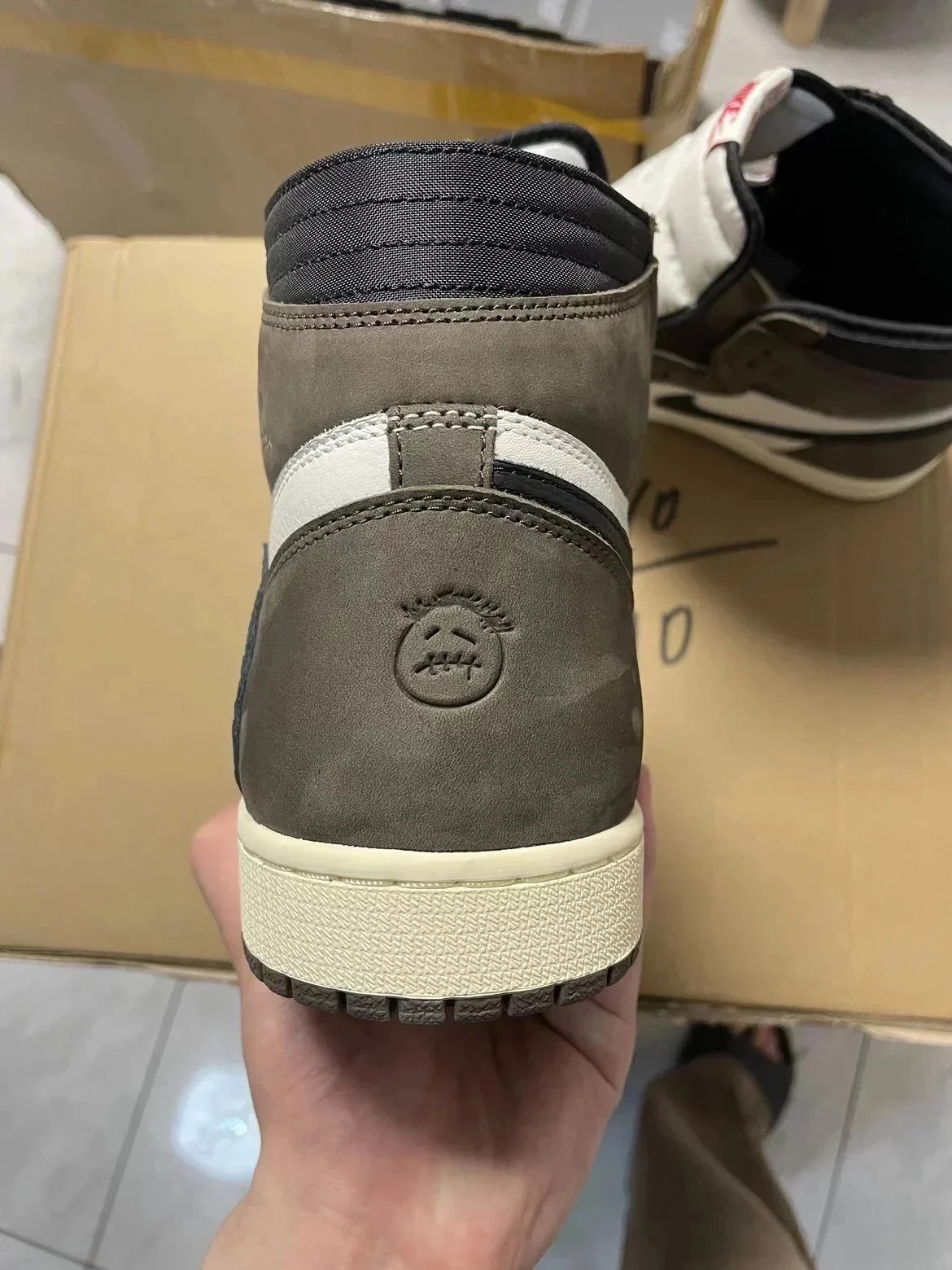 Air Jordan 1 Mocha Grey White Brushstroke High Top Sneakers