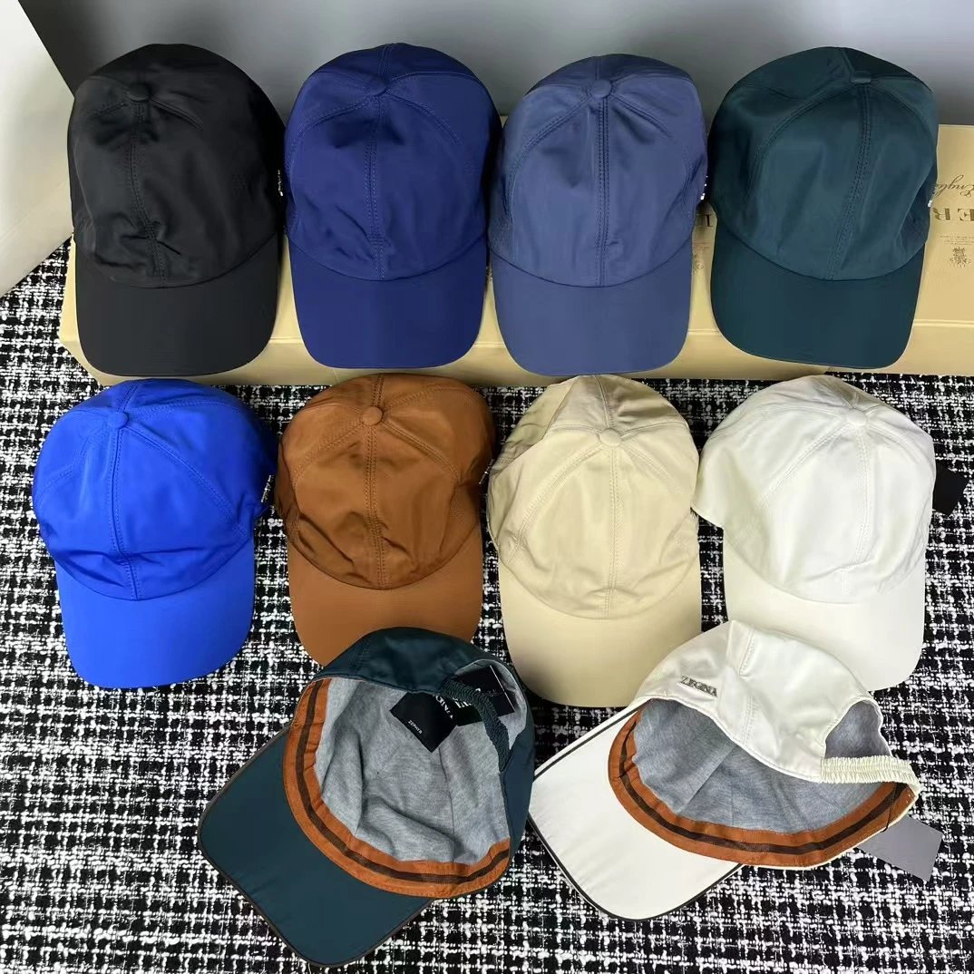 Zegna Cap Navy Blue Brown Beige White Casual Baseball Hat
