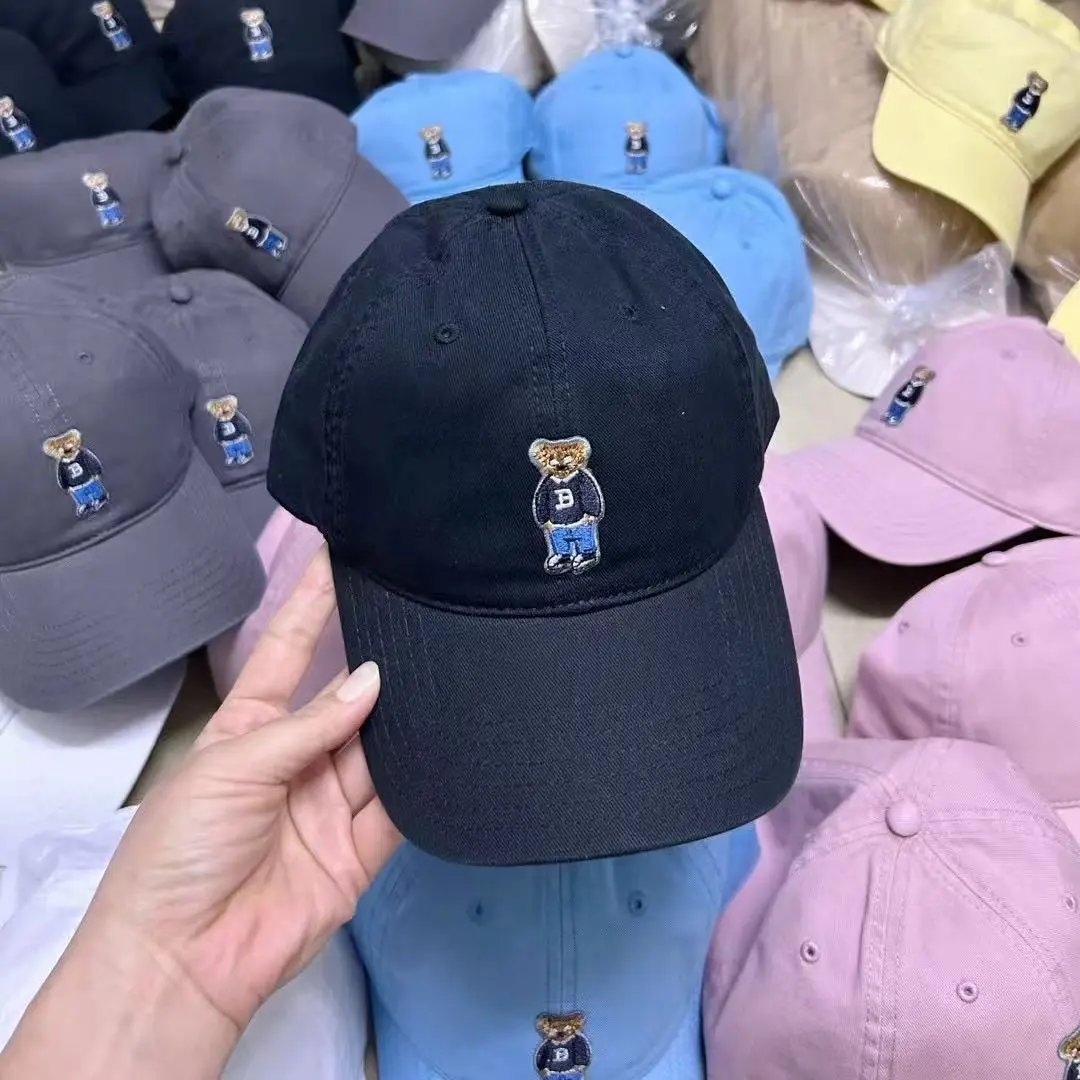 Polo Ralph Lauren Bear Embroidery Dad Hat White Navy Blue Gray Pink Beige Casual Cap