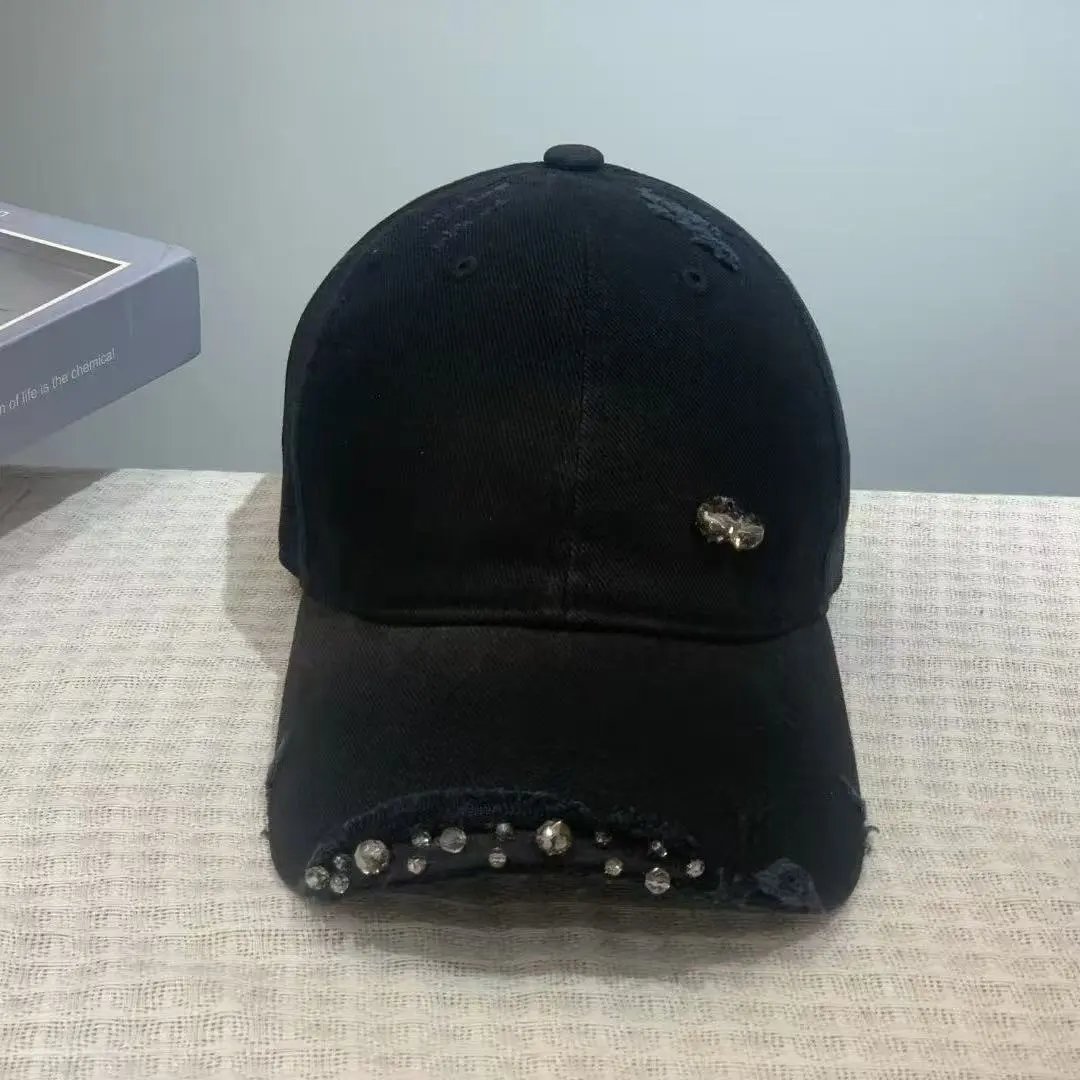 Distressed Denim Baseball Cap Assorted Colors Embellished Casual Hat