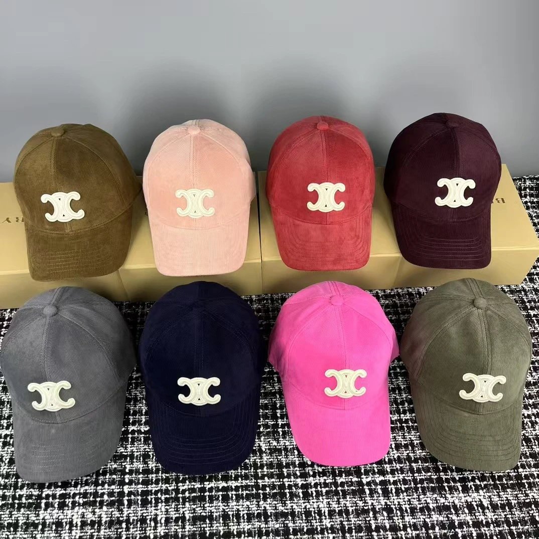 Corduroy Baseball Cap White Black Beige Red Navy Classic Logo Embroidered