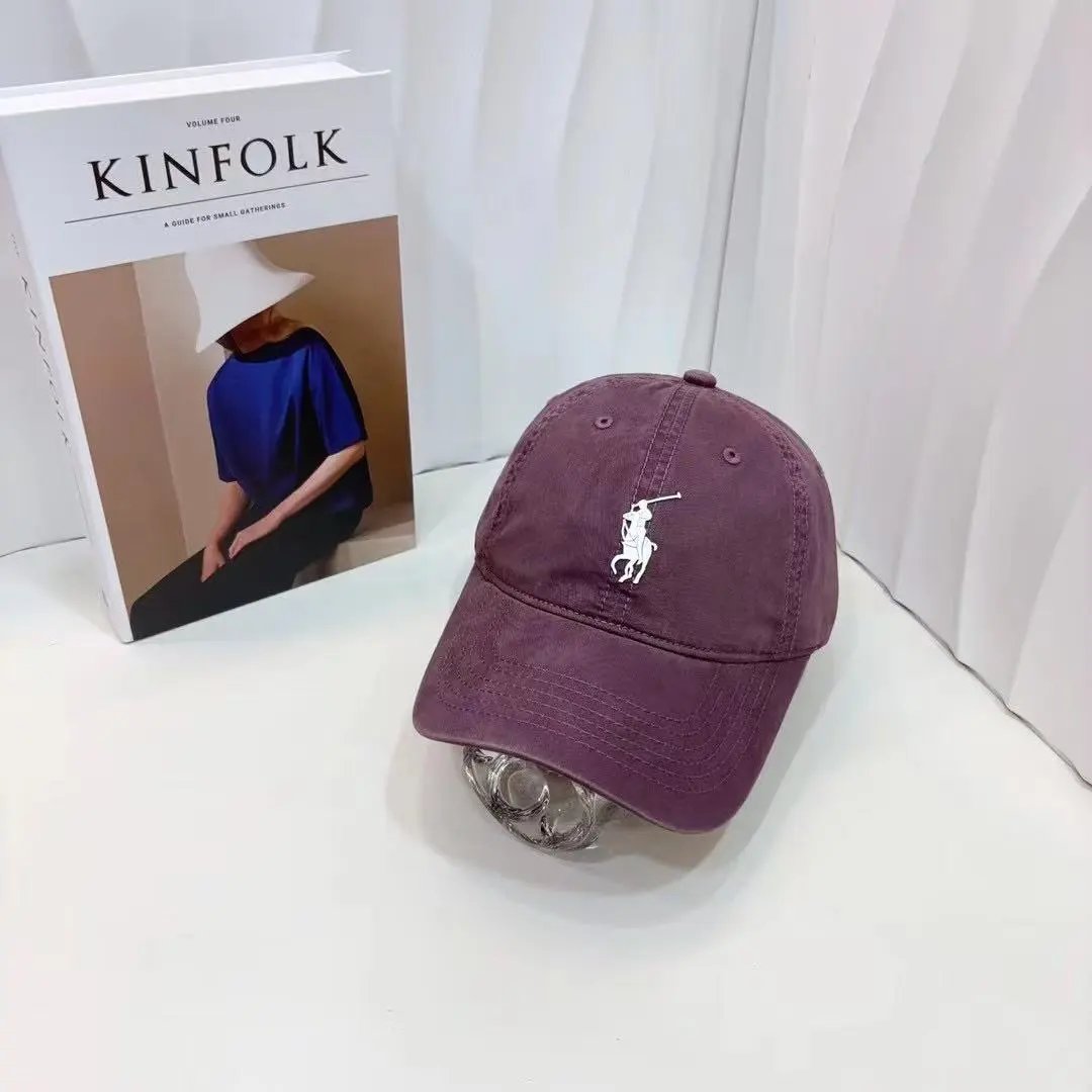 Ralph Lauren Hats Embroidered Polo Player Baseball Cap — Wine red