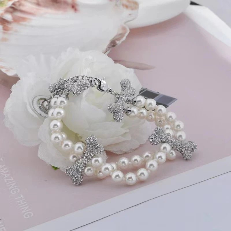 Pearl Bone Charm Bracelet White Elegant Jewelry