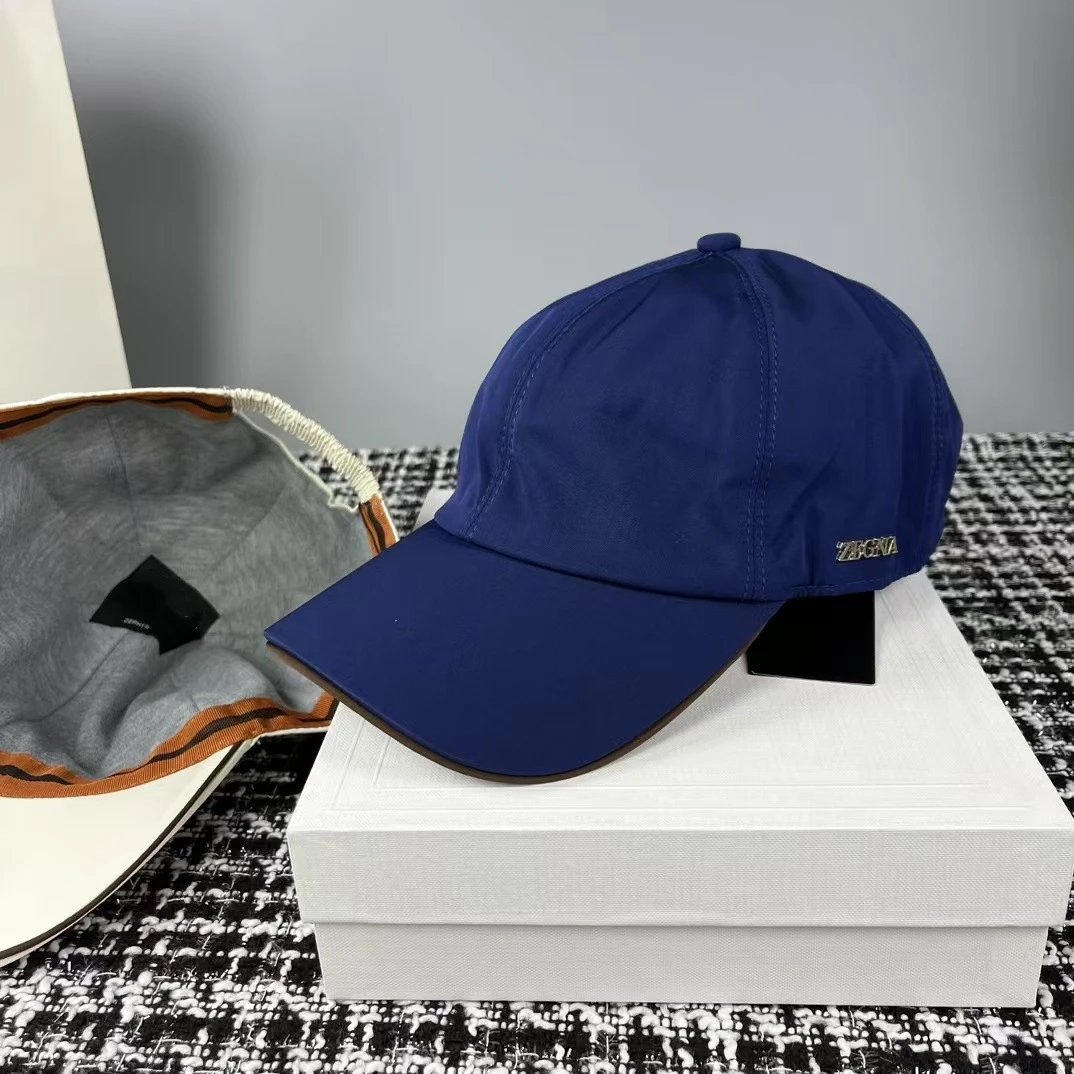 Zegna Cap Navy Blue Brown Beige White Casual Baseball Hat