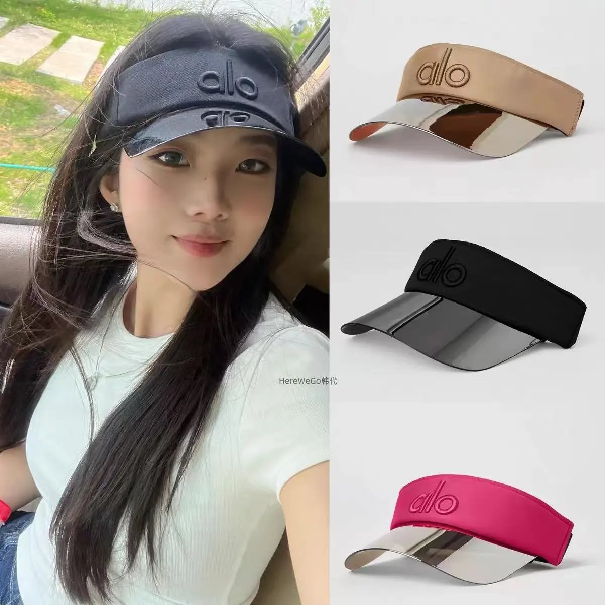 Alo Sport Visor Black Reflective Adjustable Sun Visor
