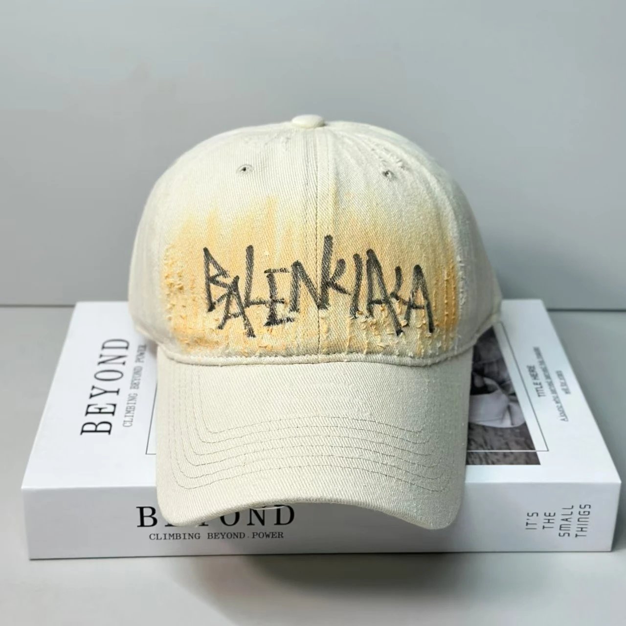 Balenciaga Denim Gray Distressed Baseball Cap