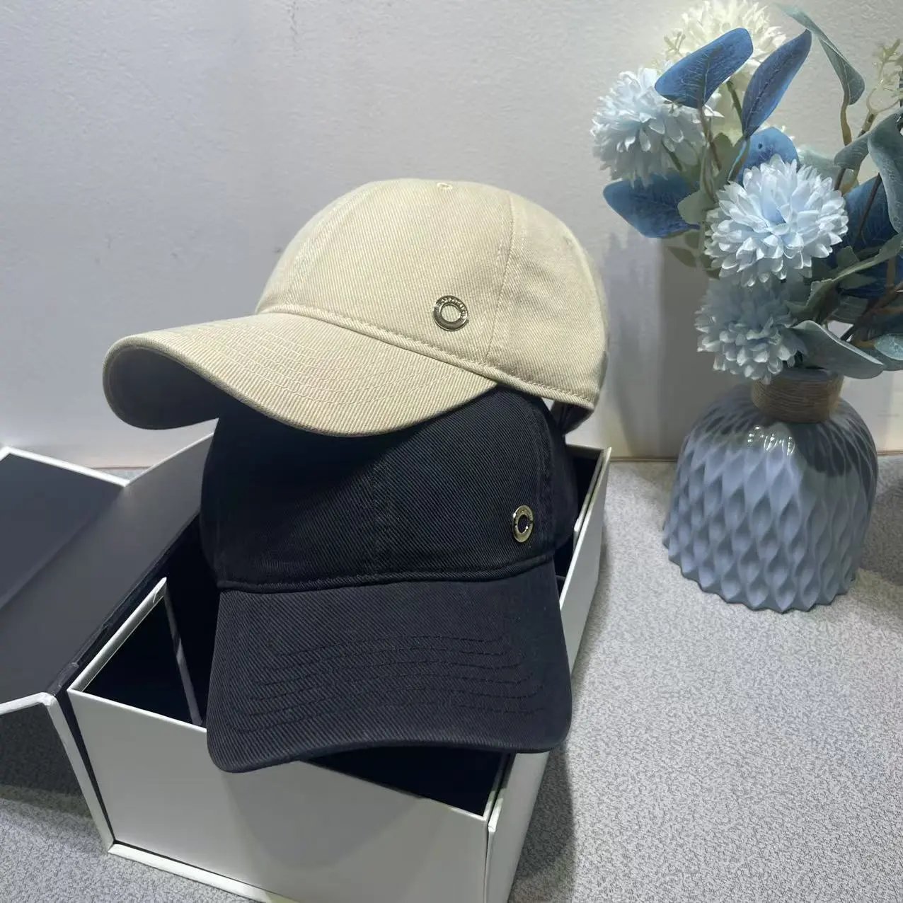 Cotton Baseball Cap Navy Beige White Classic Snapback