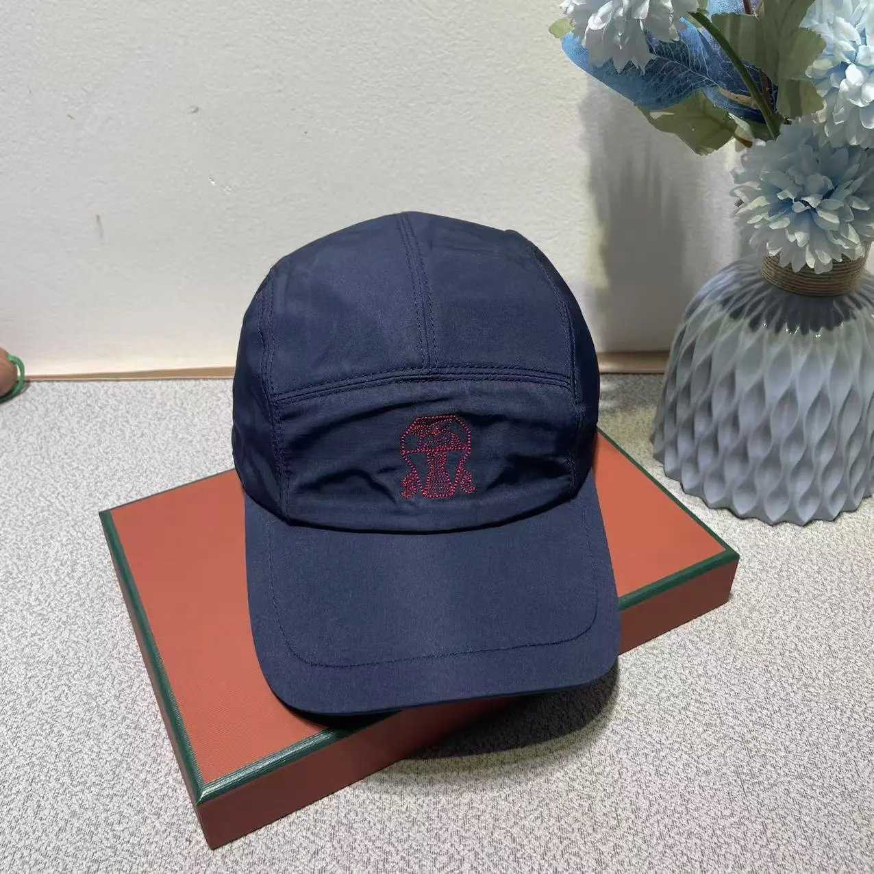 Embroidered Five Panel Cap Olive White Beige Black Casual Baseball Hat