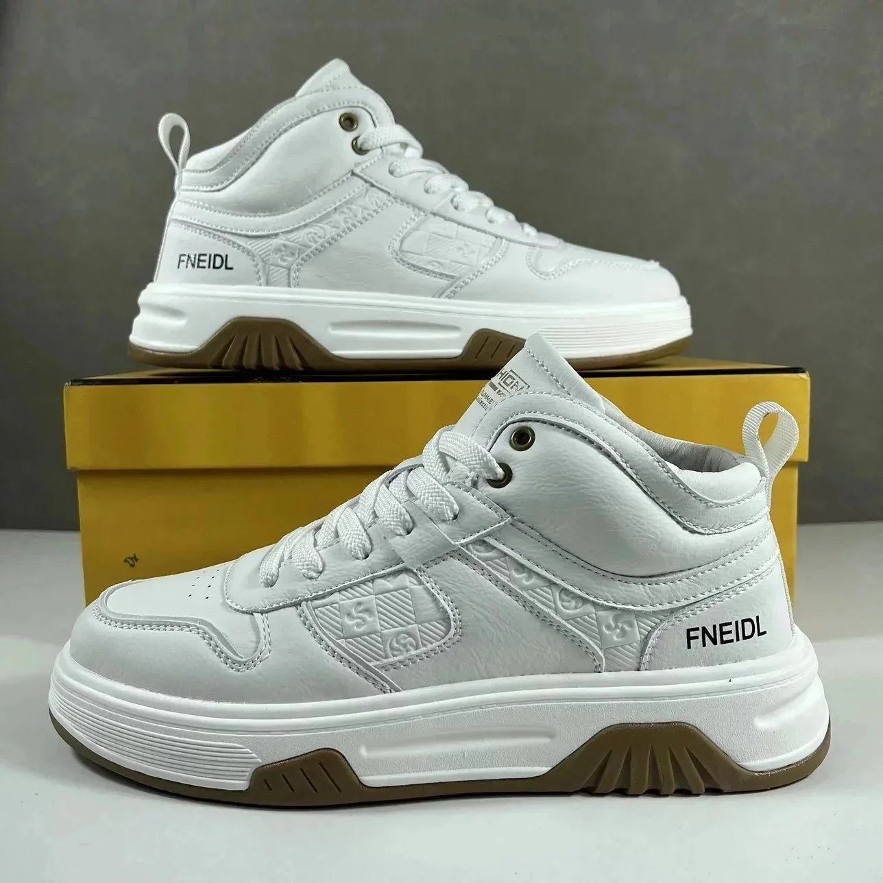 FNEIDL High Top White Black Casual Sneakers