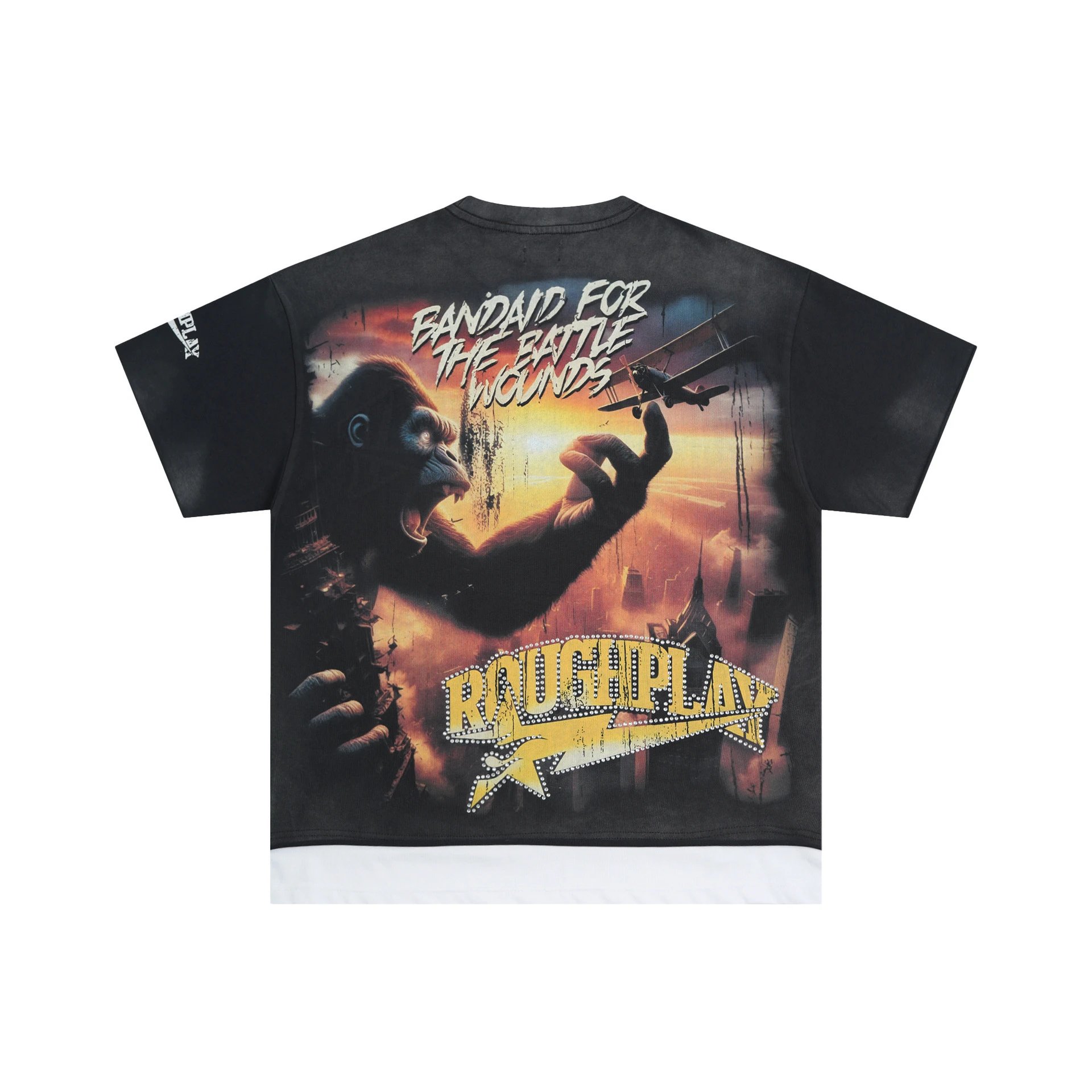 Rough Play Black Graphic Oversized T-Shirt