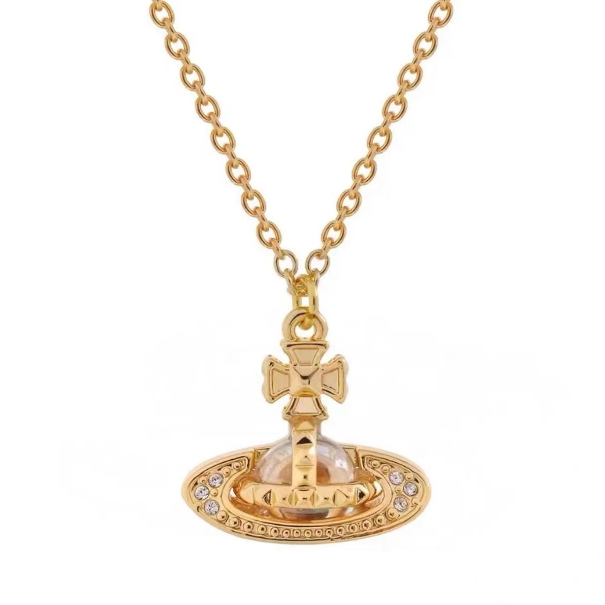 Vivienne Westwood Orb Gold Tone Crystal Pendant Necklace