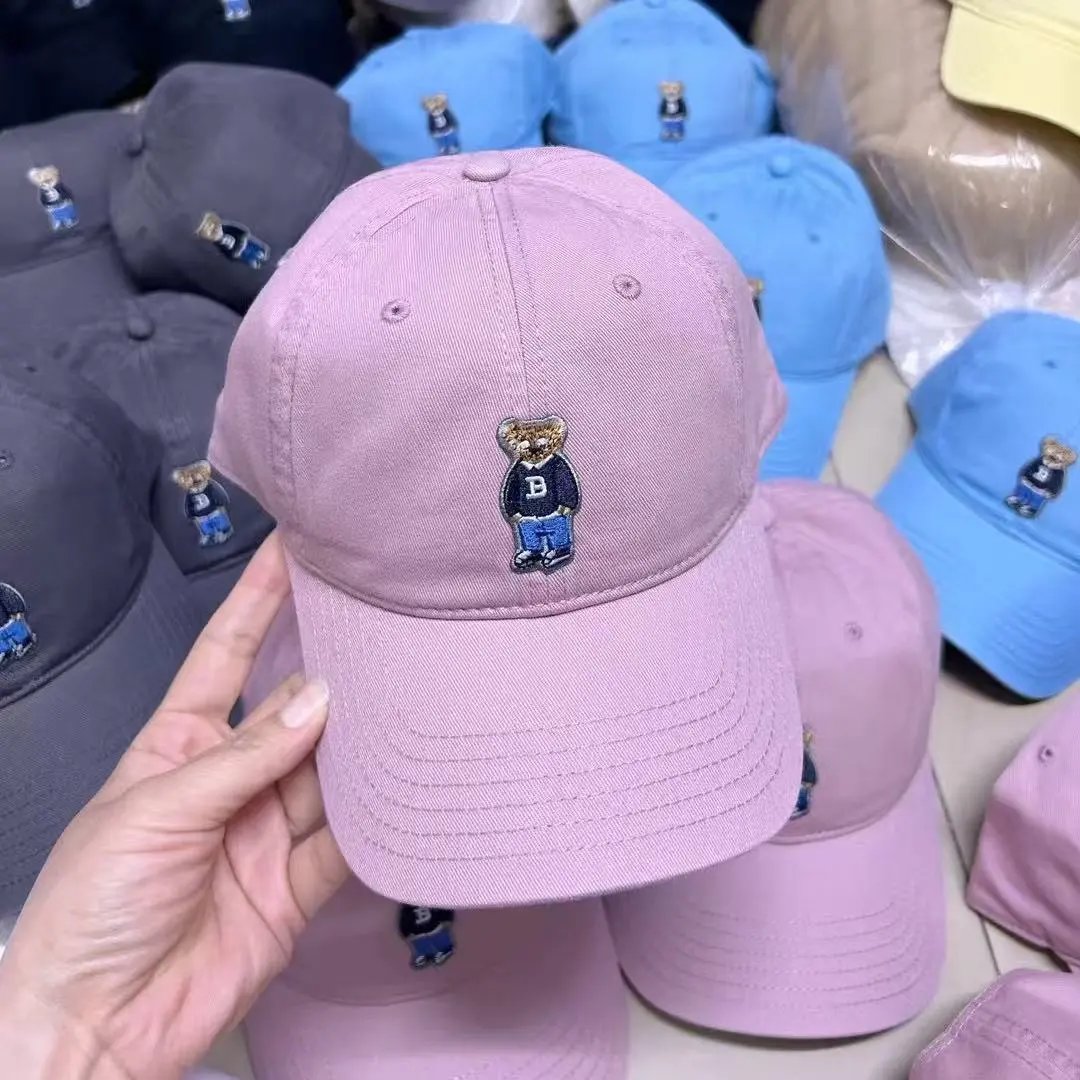 Polo Ralph Lauren Bear Embroidery Dad Hat White Navy Blue Gray Pink Beige Casual Cap