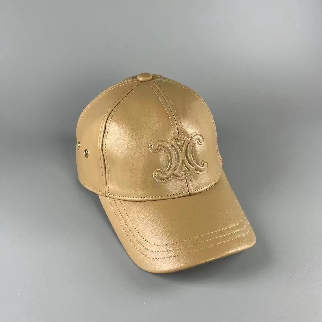 Celine Hats Triomphe Logo Leather Baseball Cap image 5
