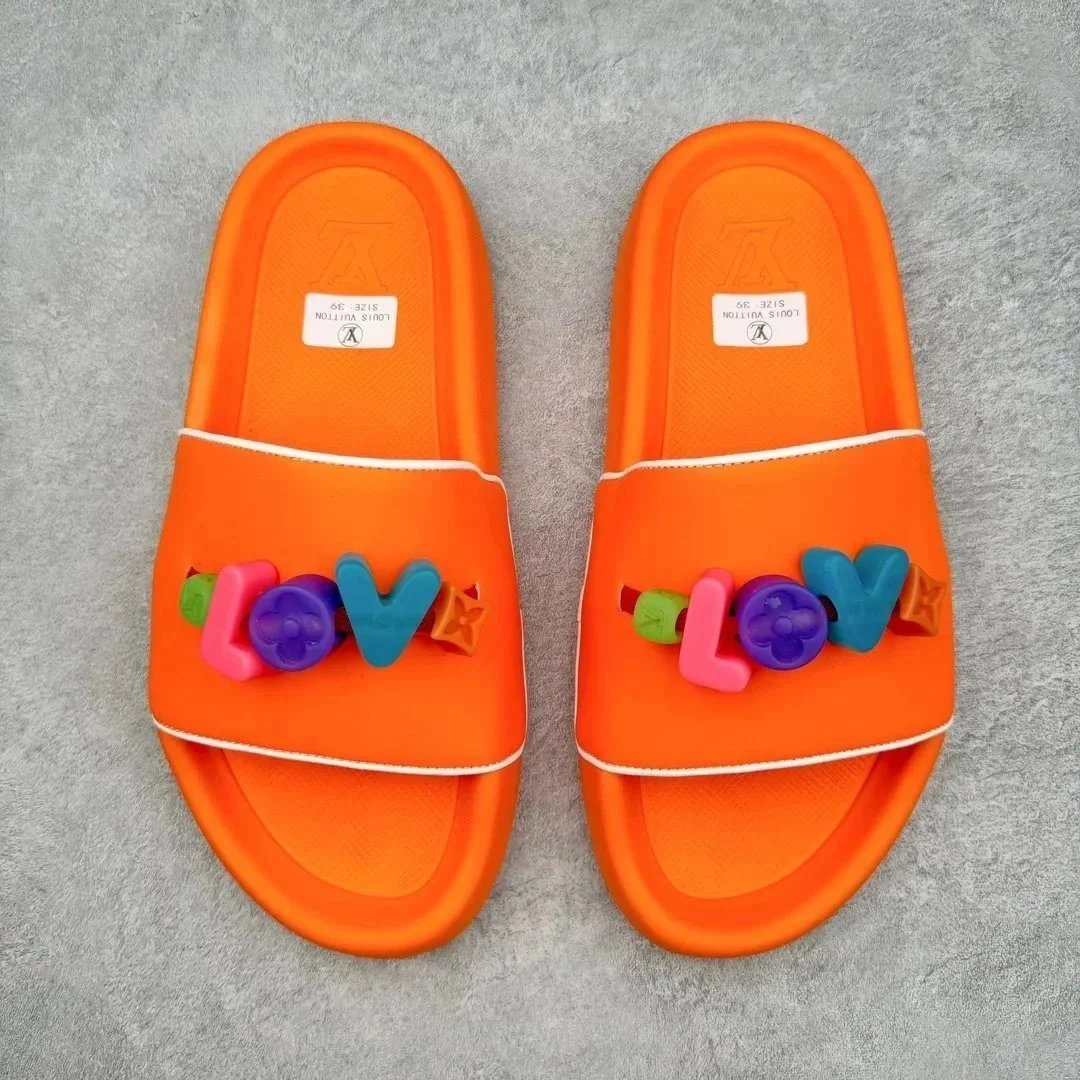 Louis Vuitton LV Love Black Colorful Block Slide Sandals