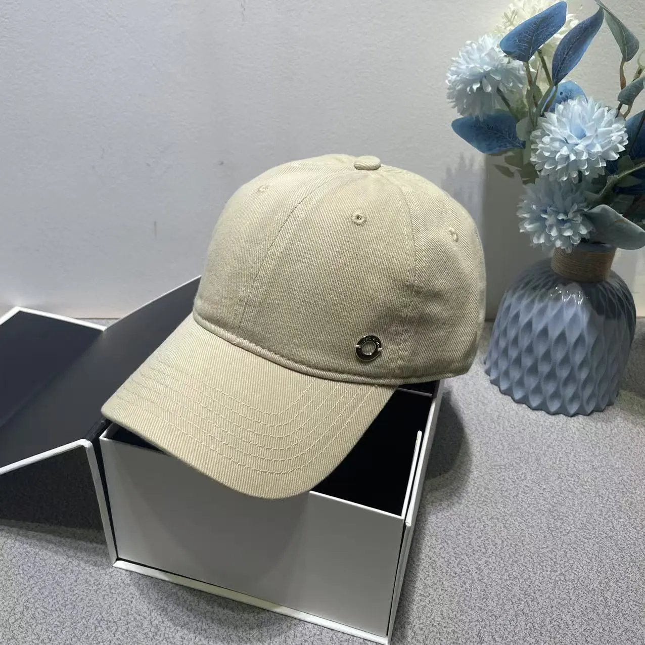 Cotton Baseball Cap Navy Beige White Classic Snapback