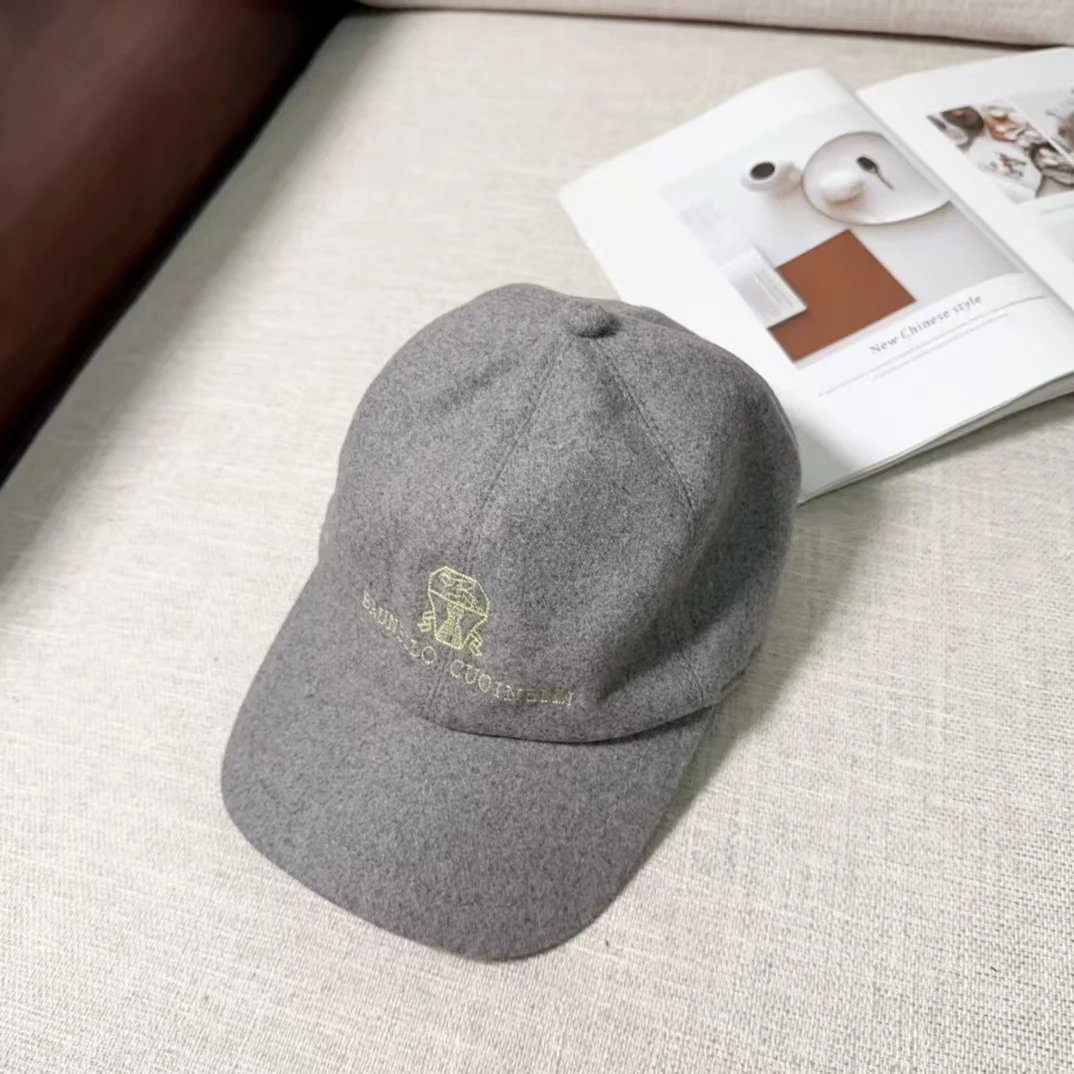 Brunello Cucinelli Hats Embroidered Logo Wool Baseball Cap image 2