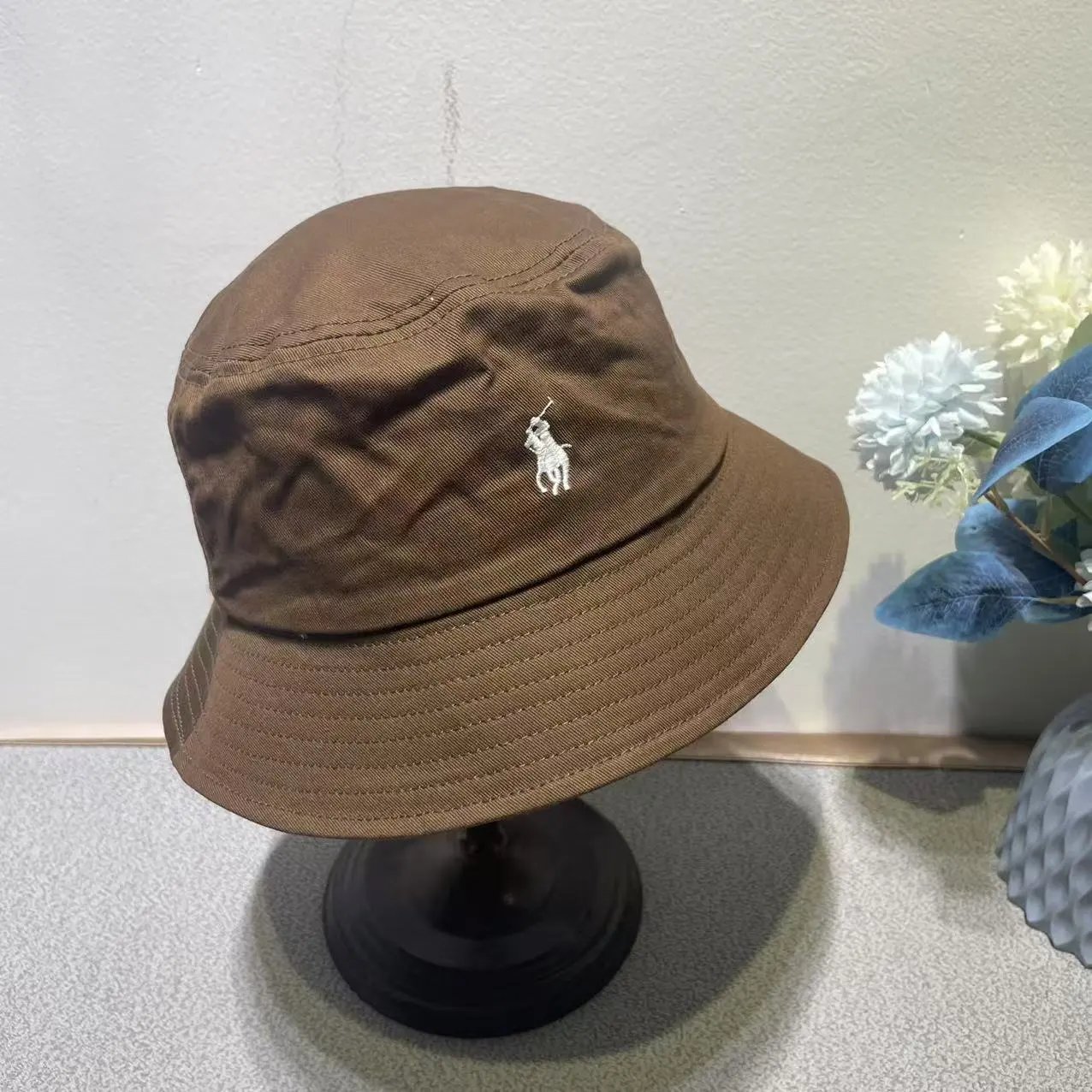 Polo Ralph Lauren Hats Embroidered Pony Bucket Hat — Coffee color