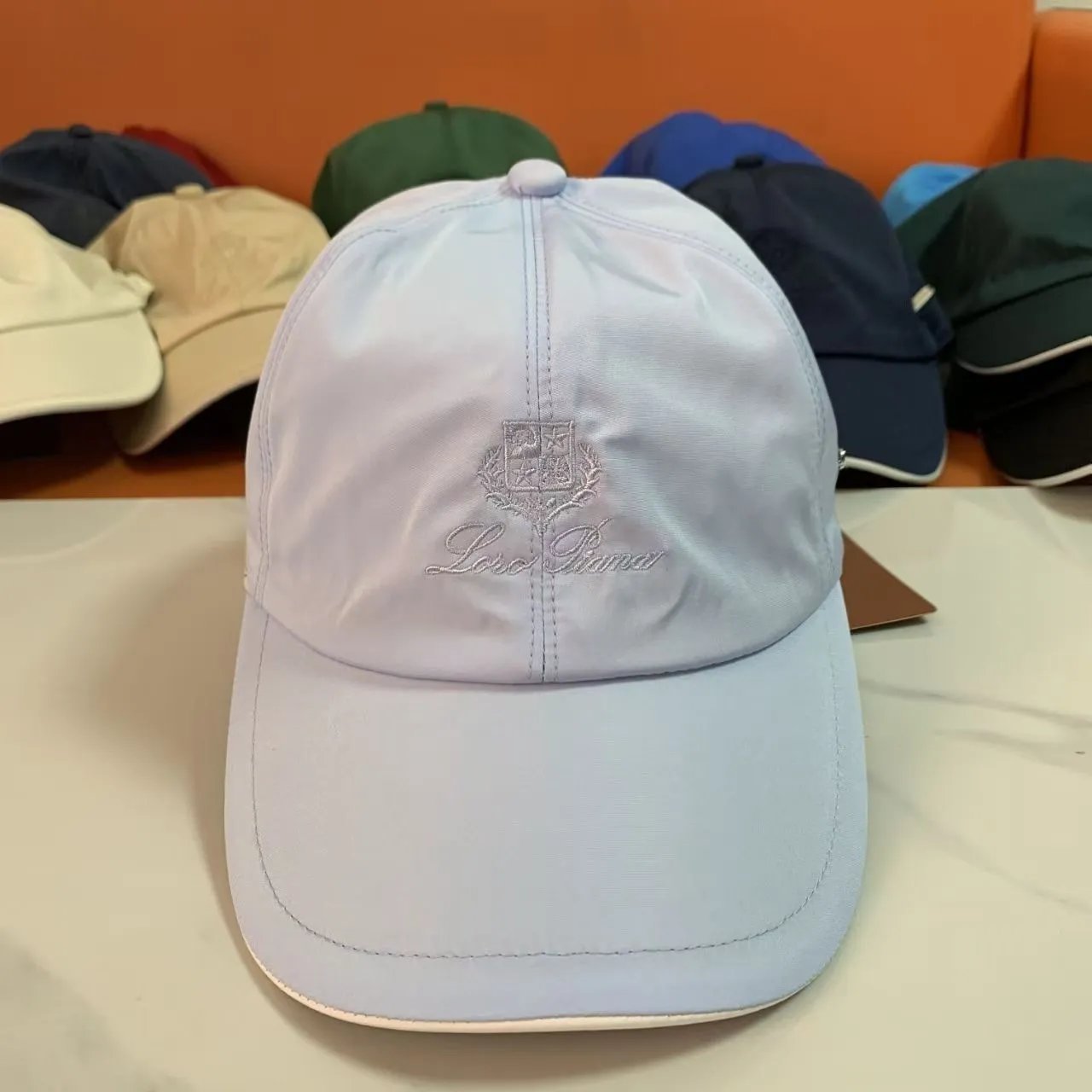 Loro Piana Navy Blue Embroidered Logo Baseball Cap