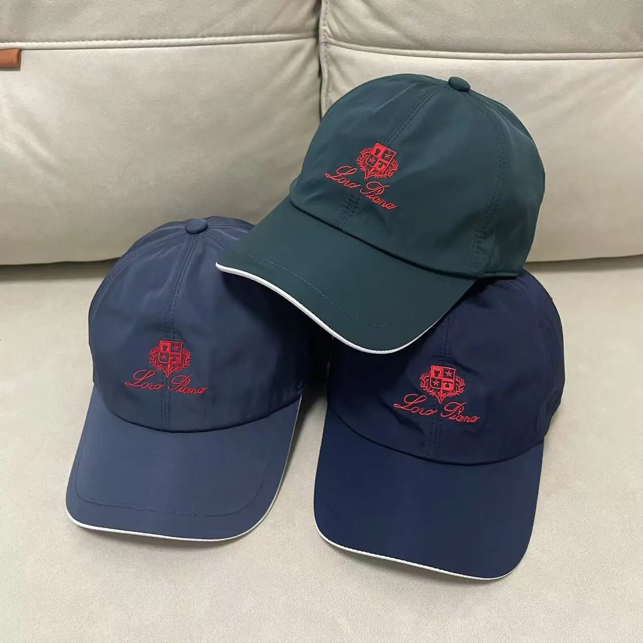 Embroidered Logo Baseball Cap Navy Teal Red Beige Casual