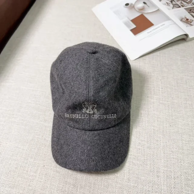 Brunello Cucinelli Hats Embroidered Logo Wool Baseball Cap product detail image 2