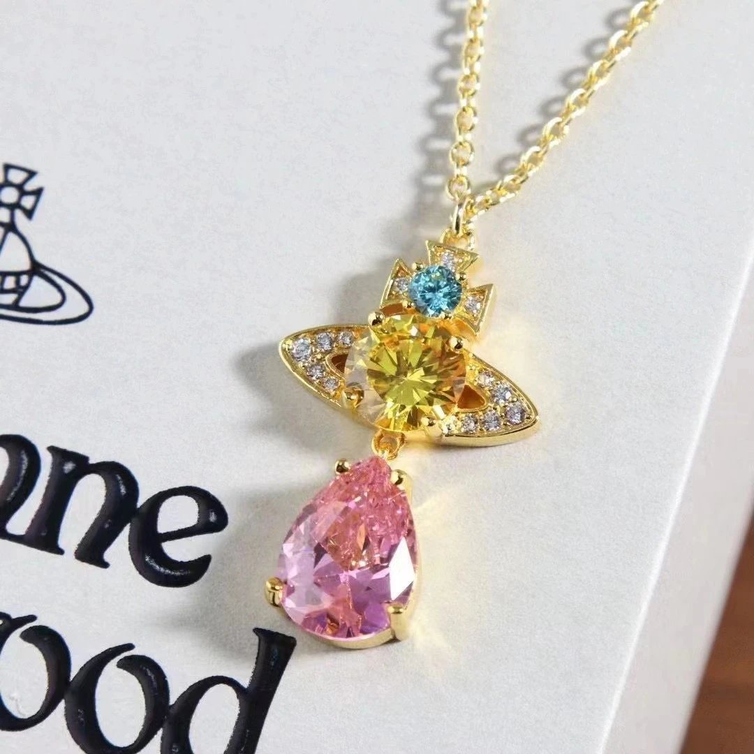 Silver Plated Crystal Pendant Necklace White Elegant Jewelry