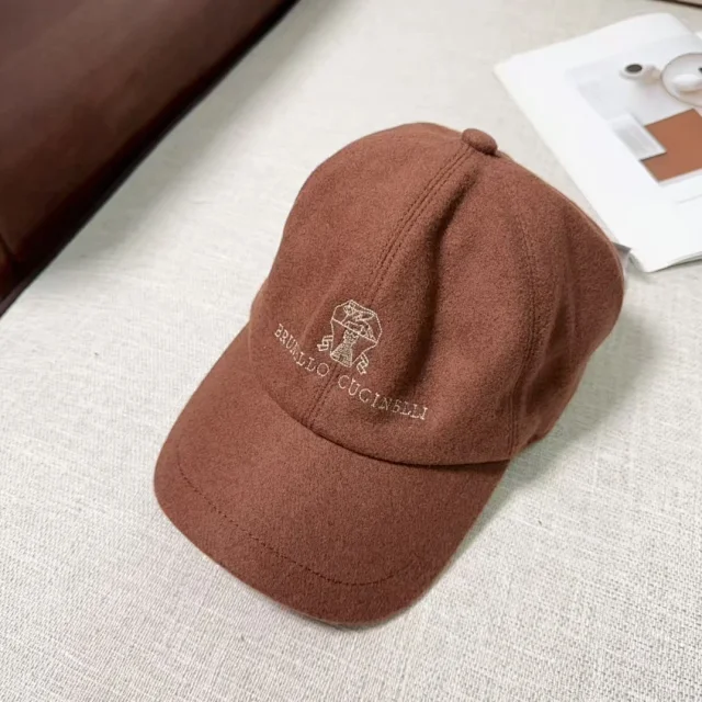 Brunello Cucinelli Hats Embroidered Logo Wool Baseball Cap product detail image 6