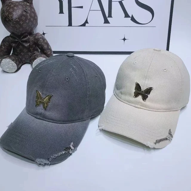 Unbranded Hats Butterfly Metal Accent Distressed Baseball Cap product detail image 6