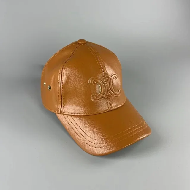 Celine Hats Triomphe Logo Leather Baseball Cap product detail image 4