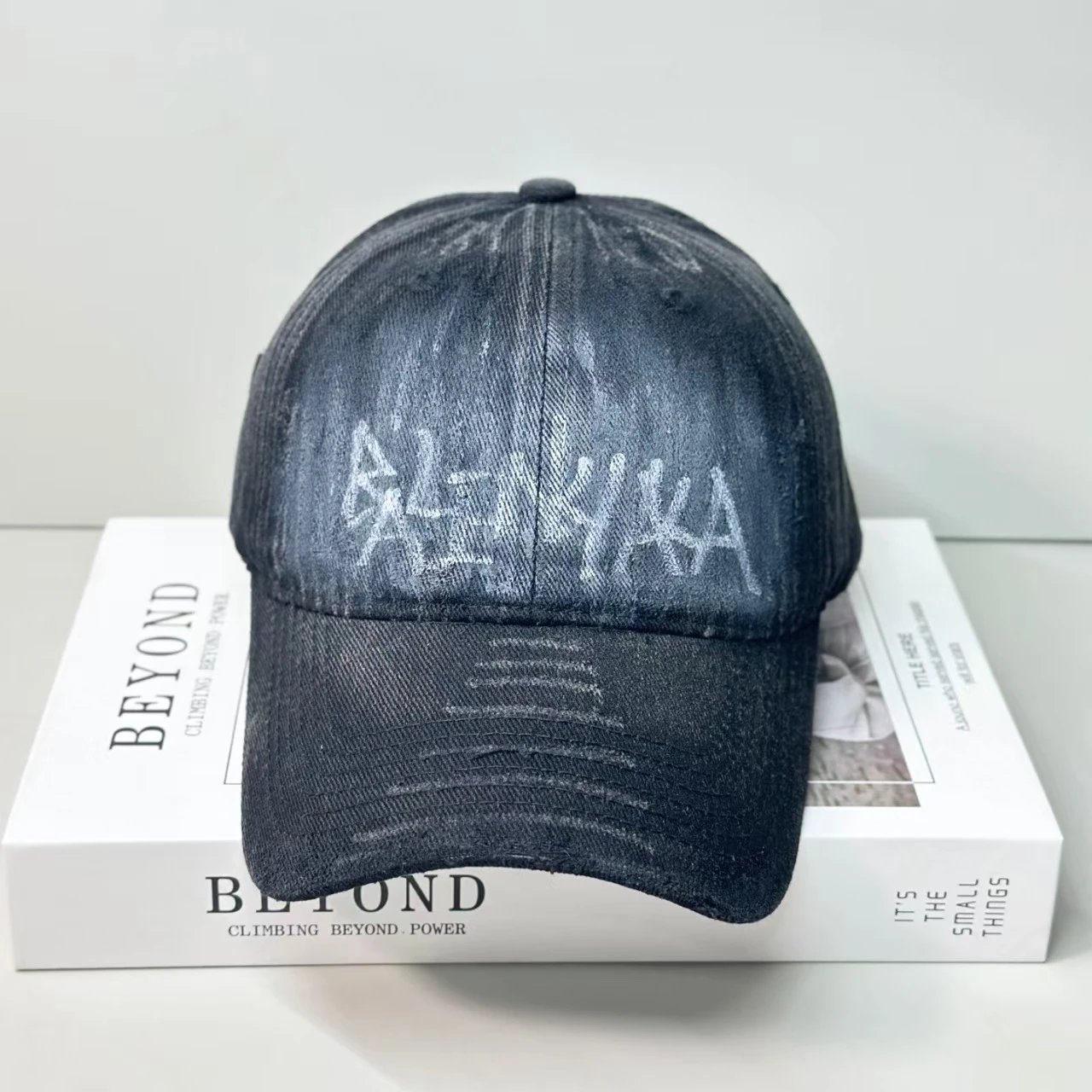Balenciaga Denim Gray Distressed Baseball Cap