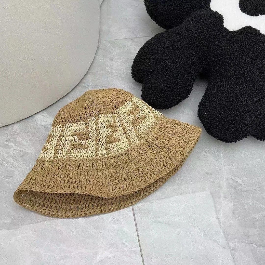 Crochet Bucket Hat Multicolor Logo Pattern Summer Hat