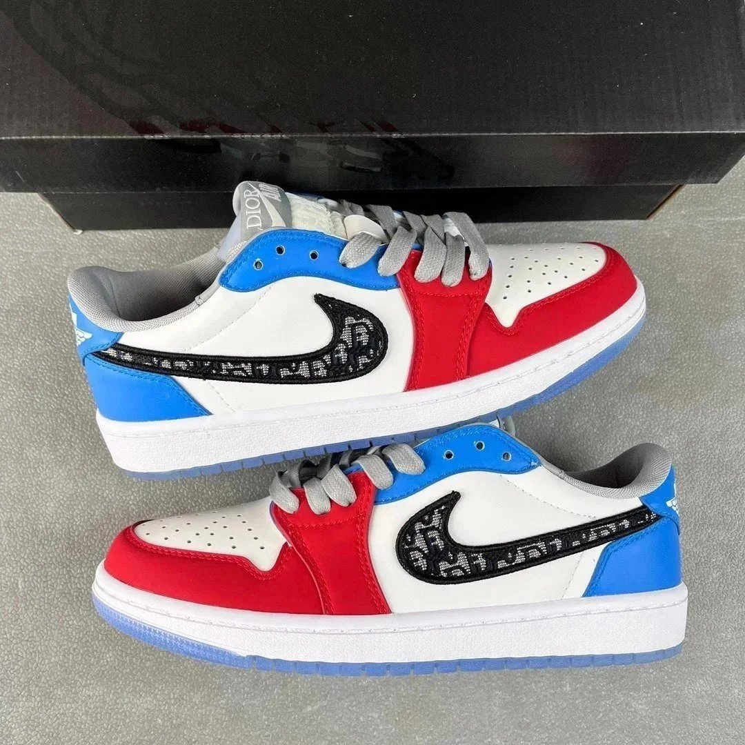 Nike Air Jordan 1 Low Patterned Colorblock Sneakers