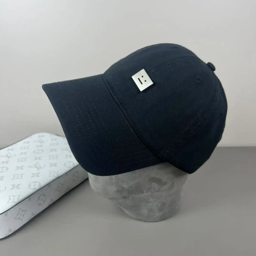 Cotton Baseball Cap White Navy Purple Mint Yellow Beige Brown Smiley Patch Casual