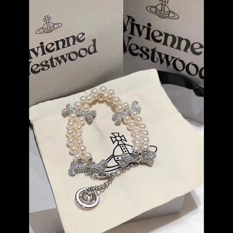 Pearl Bone Charm Bracelet White Elegant Jewelry