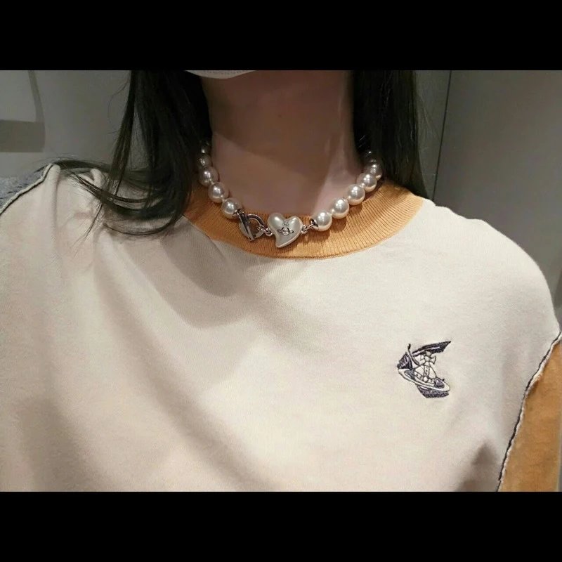 Vivienne Westwood Pearl White Heart Charm Bracelet