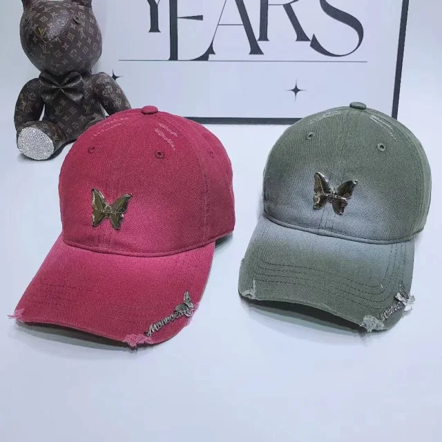 Unbranded Hats Butterfly Metal Accent Distressed Baseball Cap product detail image 7