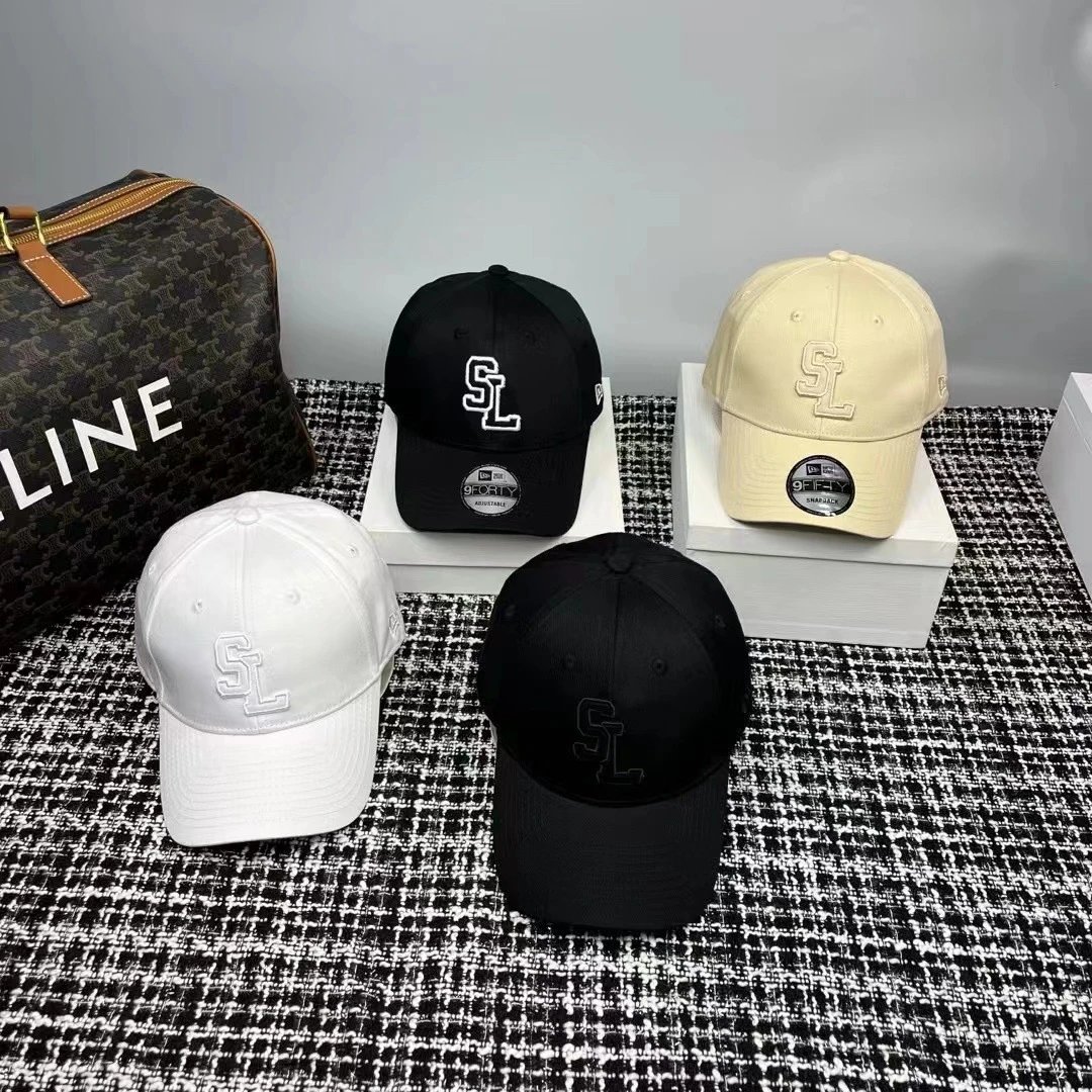New Era 9FORTY SL Embroidered Baseball Cap White Black Beige Classic