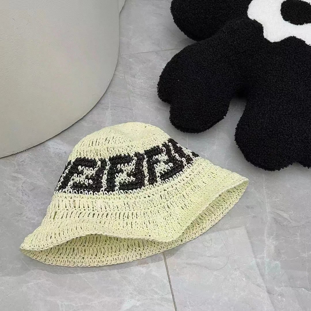 Crochet Bucket Hat Multicolor Logo Pattern Summer Hat