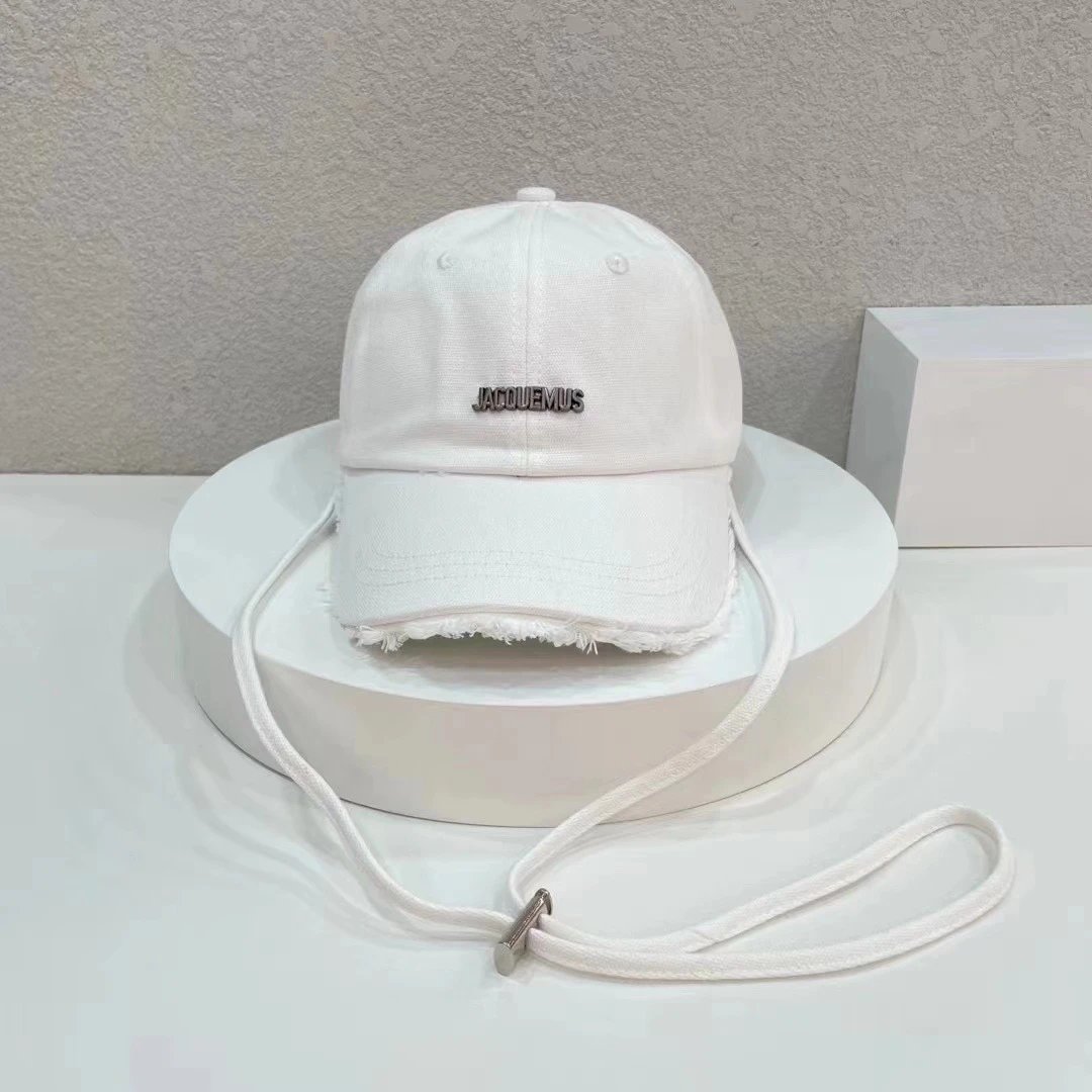 Jacquemus Cotton Cap Beige Distressed Baseball Hat