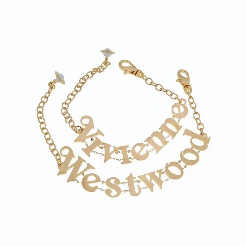 Vivienne Westwood Gold Tone Logo Chain Bracelet