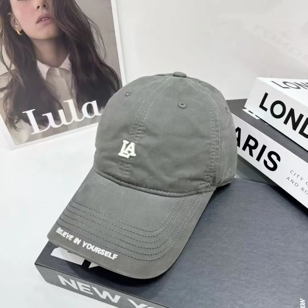Unbranded Hats Embroidered LA Letter Baseball Cap — gray