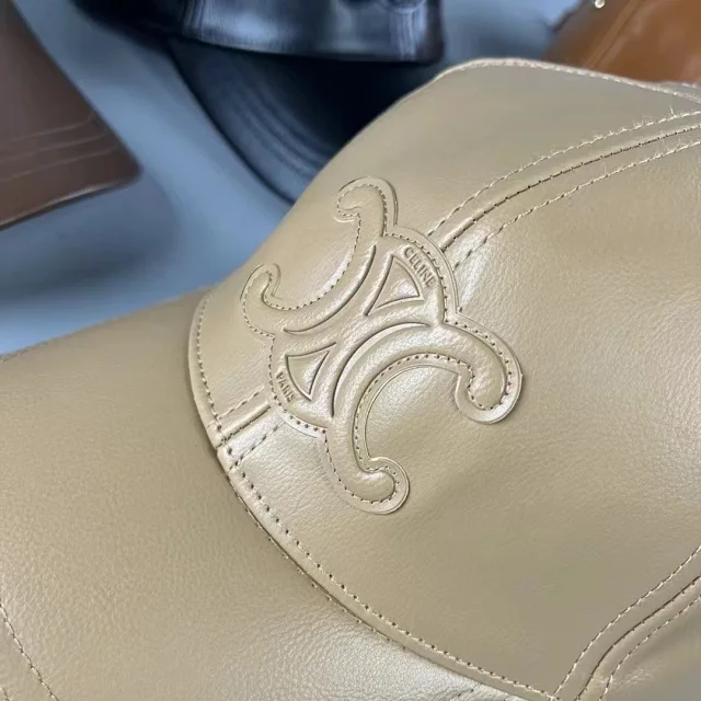 Celine Hats Triomphe Logo Leather Baseball Cap product detail image 7